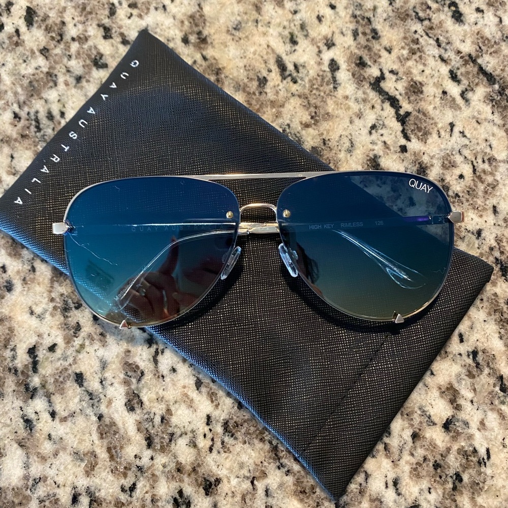 Quay high key rimless blue sunglasses